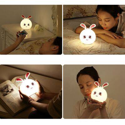 Rabbit Lamp Bunny LED Night Light Children's Night Light Baby Sleeping Bedside Lamp USB Silicone Tap Control Touch Sensor Light photo-5
