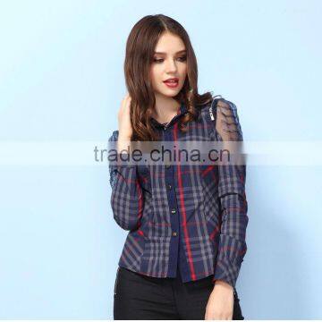 2013 Lady cotton fashion lattice shirt/girl shirt