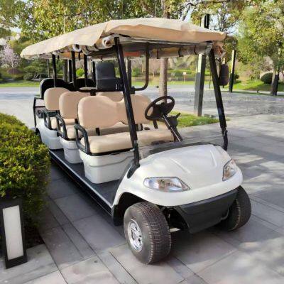Four-wheel Electric Vehicle for Property Viewing, Electric Vehicle for Carrying Hotel Guests' Luggage Upon Check-in, 6+2-seater Golf Sightseeing Vehicle