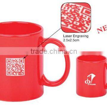 Red Ceramic Mug with Laser Engraved Logo