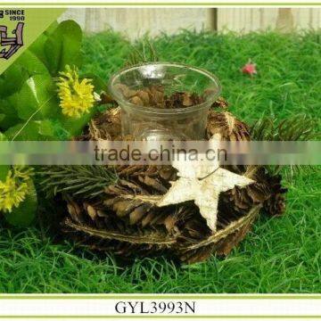 natural pinecones crafts round candle holder