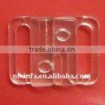 Clear plastic brassiere front buckle