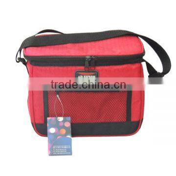 custom red cooler bag with front mesh pocket bag direct manufacturer