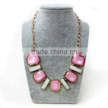 NE2192 Fashion pink and white statement necklace,bib necklace