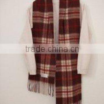 Burgundy & White Color Men Cashmere Scarf