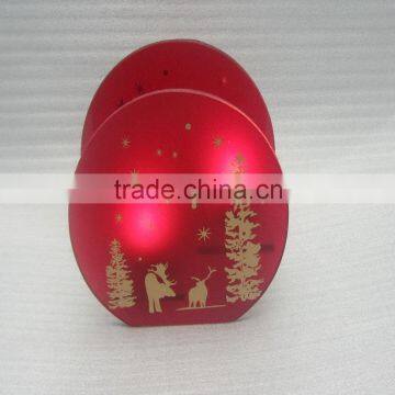 2016 Hottest Wholesale Round Shape Christmas Red Frosted Glass Candle Holder photo-2