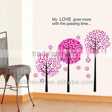 ALFOREVER Hot sale Reusable wall sticker pink trees for home decoration