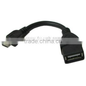 Black USB 2.0 AF to Micro USB 5 Pin Male OTG Adapter Cable, Length: 10cm