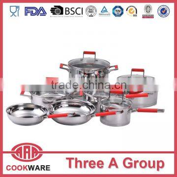 12 pcs silicon handle technique cookware set with induction bottom