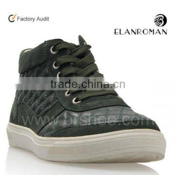 Army green leather men high ankle sneaker shoes fashion men sneakers sneaker wholesale