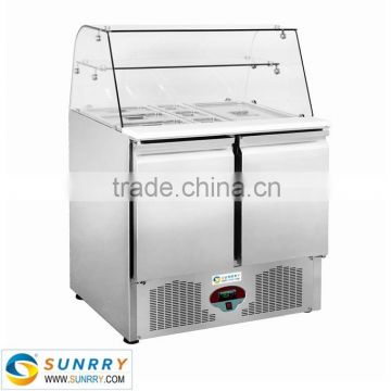 Curved Glassed Refrigerated Salad Pizza Sandwich Making Table 5 Pans (SY-RST900G SUNRRY)