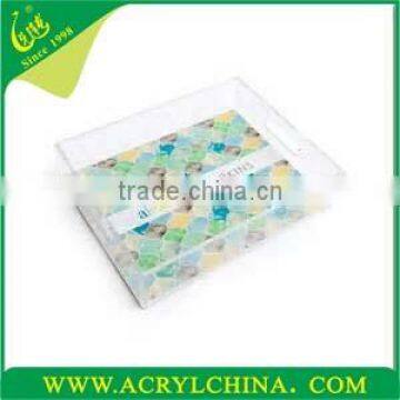 customized fashion and simple white plastic serving tray with paper