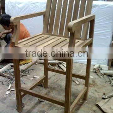 Bar Chair with Armrest for Outdoor - Wooden Bar Chair