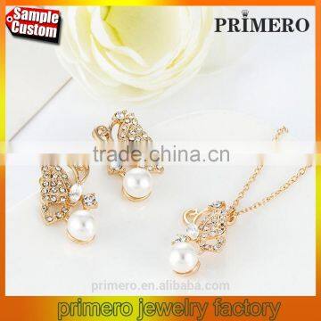 Butterfly Pearl Earrings Necklace Set Fashion Bride Jewelry Accessories