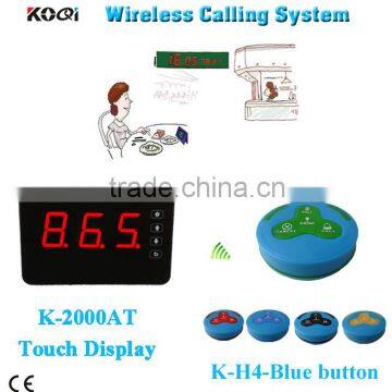 Bar waiter calling system 4-key buzzer H4 with K-2000AT touch screen 433.92mhz