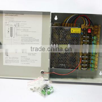 9 Channel DC12V5A CCTV Power Supply Box With AC input 110V/220V PY-12V5A9C