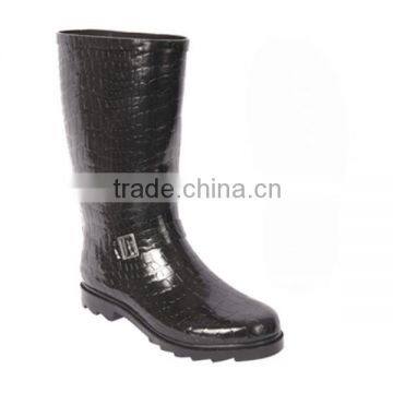 ladies black knee high antiskid rubber rain boots waterproof gum boots