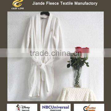 coral fleece hotel bathrobe shawl collar warm pajamas white