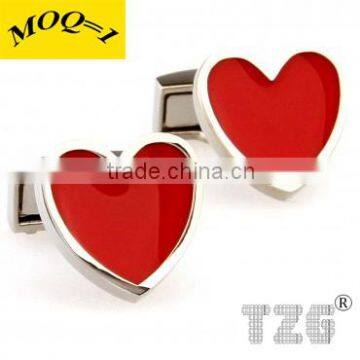 Fashion Stainless Steel Red Heart Cuff Link