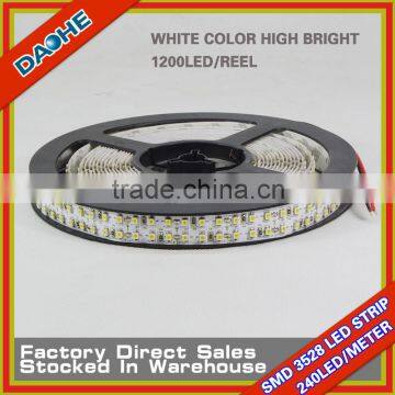 12V SMD 3528 240LED/M No-waterproof IP20 White 5 Meter/Reel 1200LED High Brightness CE RoHs Certificate Double Row Strip Light photo-2