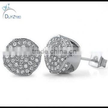 925 sterling silver round button earrings