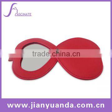 Promotional heart shaped leather pocket mirror with red color