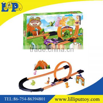 Newest design cute dinosaur railway toy with color box