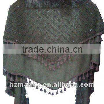 Fashionable triangle knitted fake fur scarf