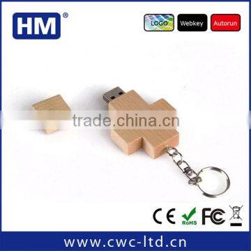 alibaba bulk cheap pendrive logo solution promotion gift cross shape usb flash drive, wood usb stick