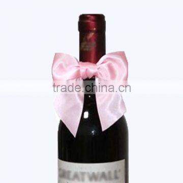 Vine bottle pre-tied satin ribbon bow with elastic loop