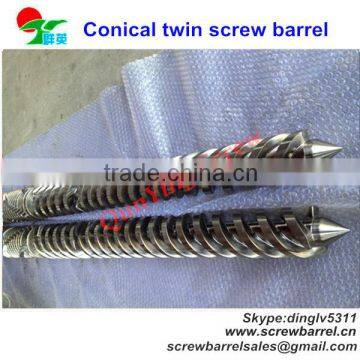 Conical twin screw barrel for double screw extruder