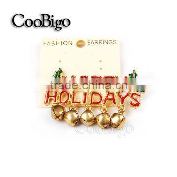 Fashion Jewelry Christmas Happy Holidays Regards Words With Little Bell Pin Brooch Party Gift Promotion Apparel Accessories