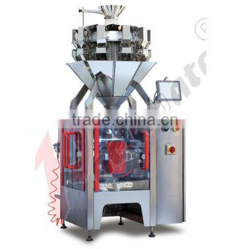 Automatic weighing and packaging line for candy,seed,jelly,fries,coffee,peanut,nut,biscuit,chocolate,yogurt,pet food,frozen food