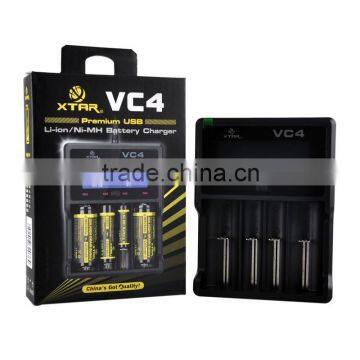 Alibaba Hot Selling Original Xtar VC4 Intelligent USB 18650 Battery Charger 4 Slot With LCD Display