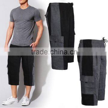 mens 3/4 baggy fleece cargo pants