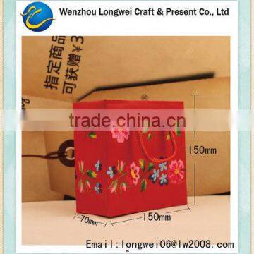 beautiful flower printed red wedding paper bag/mini paper bags