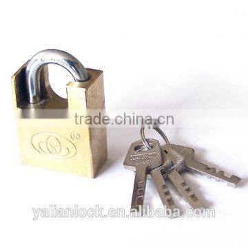 Europe Market Good Quality Golden Plated Shackle Half Protected Vane Key Padlock