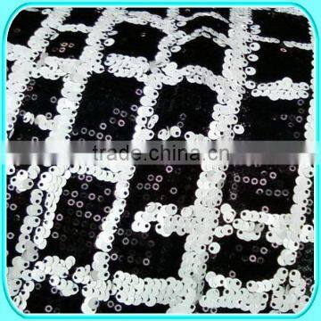 BLACK AND WHITE GLITZ SEQUIN EMBROIDERED FABRIC