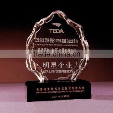 3D laser Engraving crystal block iceberg trophy for business souvenir