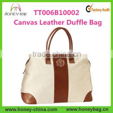 Wholesale Monogrammed Leather Cotton Canvas Weekender Bag                        
                                                Quality Choice