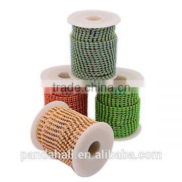 Brass Neon Resin Rhinestone Beaded Trim Jewellery Roll Rhinestone Metal Cup Chain(CHC-K001-G)