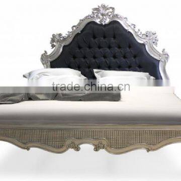 Upholstered French Bed Silver Finish