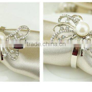 Alloy Cheap Napkin Ring for Wedding Decoration Bulk Wholesale Silver Crystal Pearl Customize photo-4