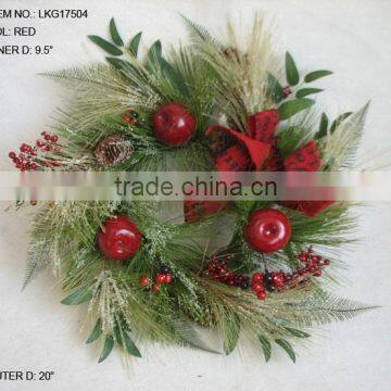 Xmas decorations door wreath with red foam berry and pine needle frosted snow assorted for home decorations