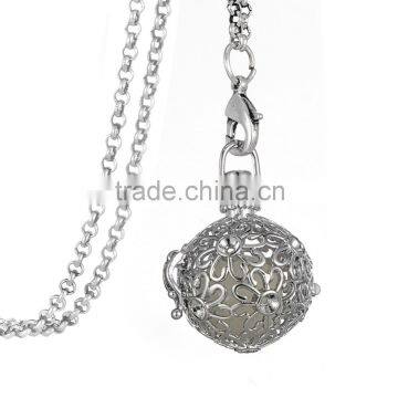 Rhinestone Locket Antique Silver Cage Fragrance Essential Oil Aromatherapy Diffuser Necklace