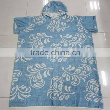 Custom design woven jacquard bathrobe towel adult poncho towel in 2 colors