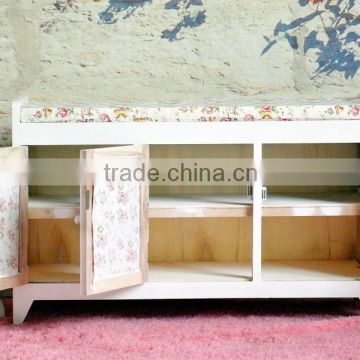 Rectangular Solid wood footstool with soft ottomans with high quality