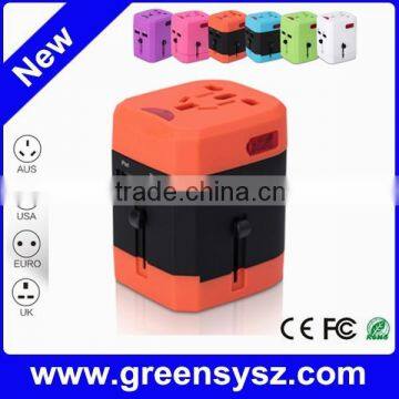 GR-W13 Hotsale All in one international plug adapter 2 USB ports with UK US AU EU plugs