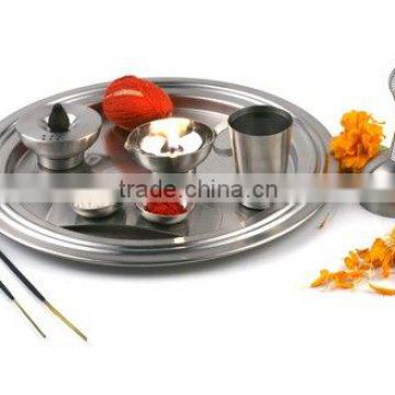 Stainless Steel Puja Thali Set.