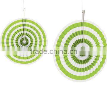 Lime and White Stripe Hanging Fans Hanging Ceiling Party Decoration Party Supplier